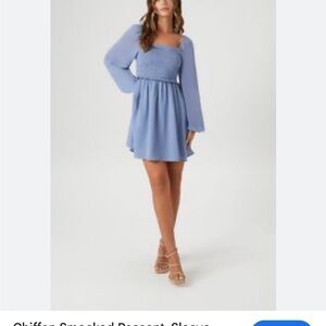 NWT Chiffon Smocked Peasant Sleeve Mini Dress size Large